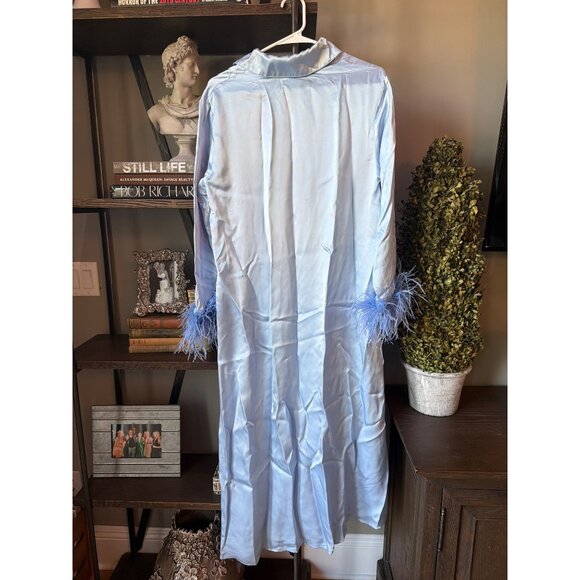 Sleeper Luna Maxi Dress with Detachable Feathers Blue Womens Size Small - Picture 9 of 10